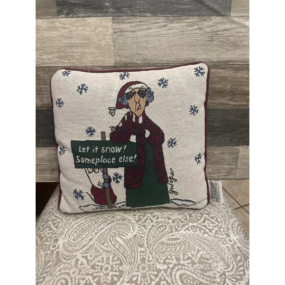 Hallmark Shoebox Maxine Let It Snow Someplace Else Tapestry Throw Pillow Decor